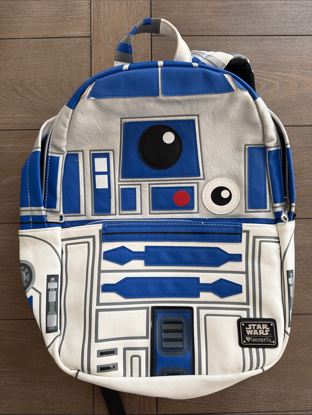 Loungefly R2-D2 Themed FULL SIZE Backpack - White, Blue & Gray